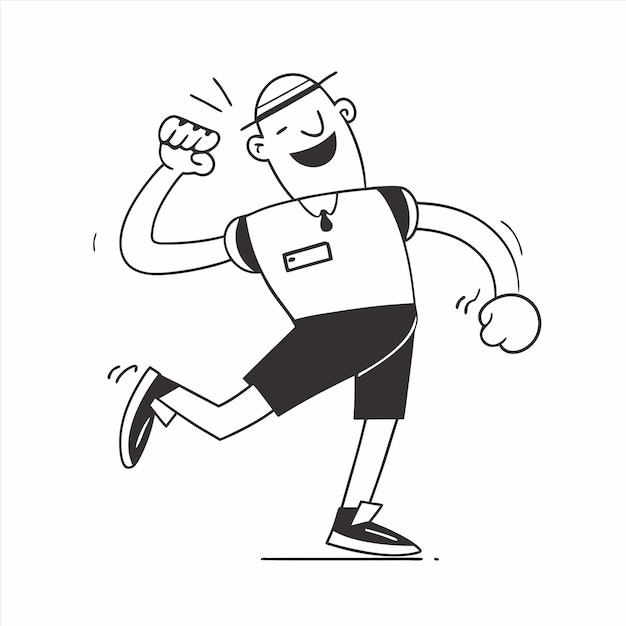 un dibujo de un hombre corriendo con una camisa que dice x en él