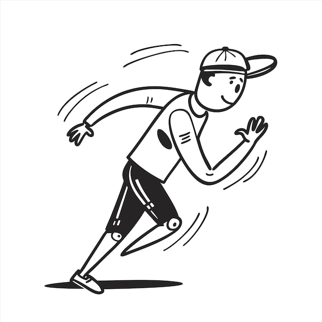 un dibujo de un hombre corriendo con un sombrero en la cabeza
