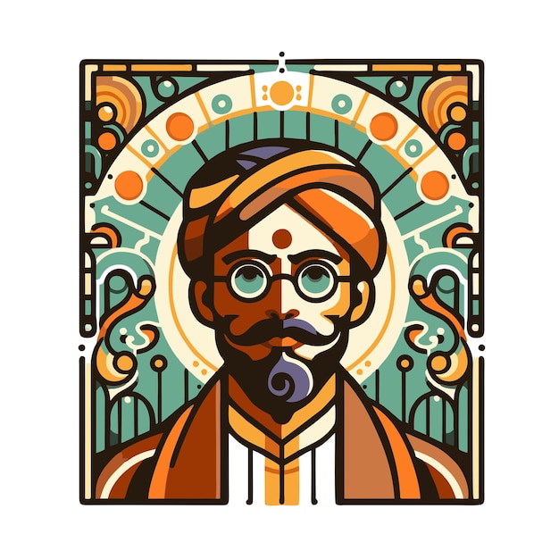 Vector un dibujo de un hombre con gafas y barba