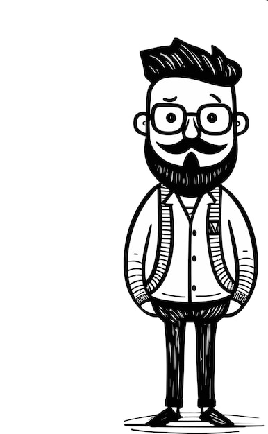 un dibujo de un hombre con gafas y una corbata que dice el nombre