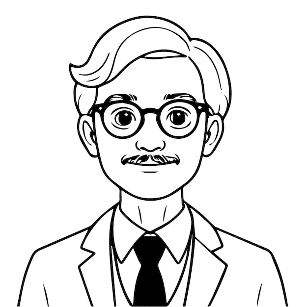 un dibujo de un hombre con gafas y un profesor de corbata