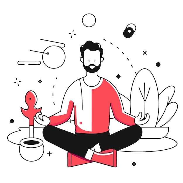 un dibujo de un hombre haciendo ilustración de negocios de yoga