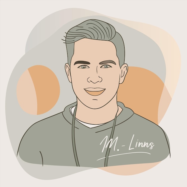un dibujo de un hombre con una imagen de un hombre Con las palabras mis líneas en él