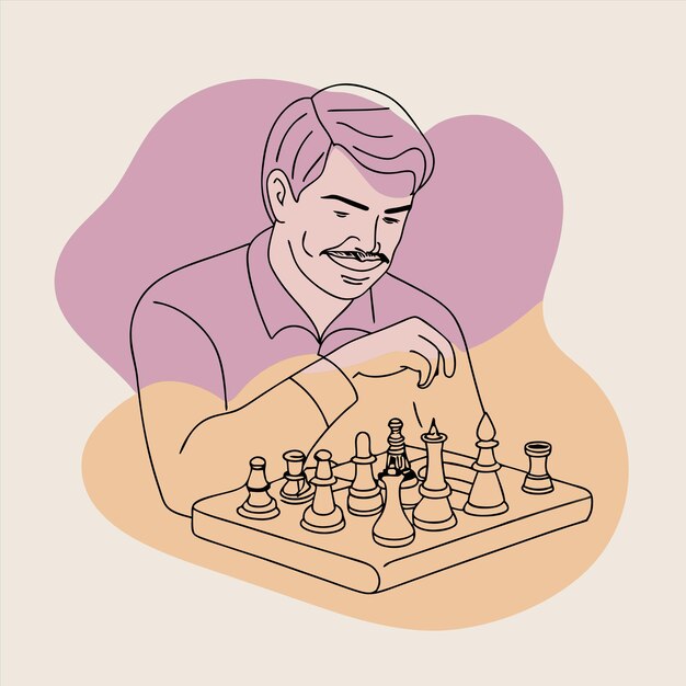 un dibujo de un hombre jugando al ajedrez con un hombre jugado al ajedres