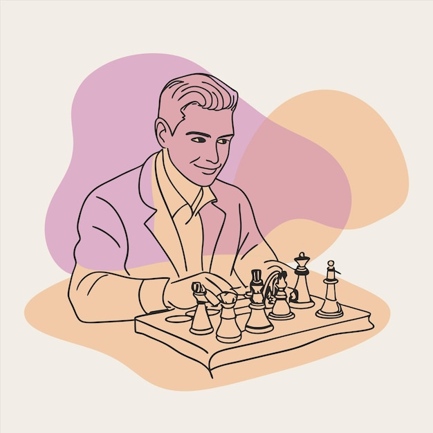 un dibujo de un hombre jugando al ajedrez con un hombre jugado al ajedres