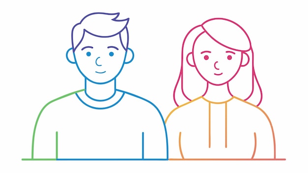un dibujo de un hombre y una mujer con un corte de pelo largo