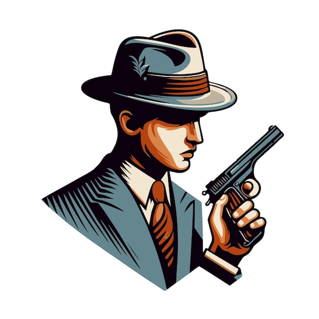 un dibujo de un hombre con una pistola en la mano