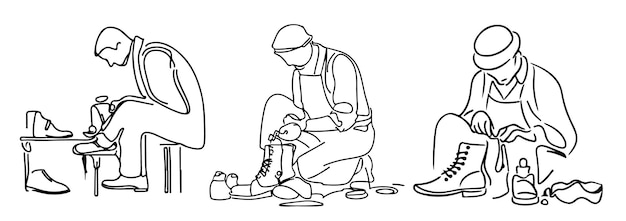 Un dibujo de un hombre trabajando en una bota.