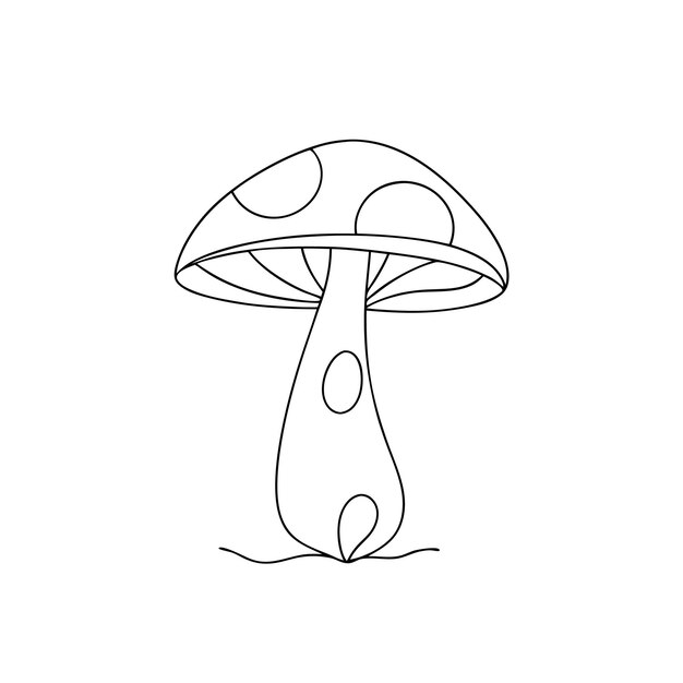 un dibujo de un hongo con un contorno negro