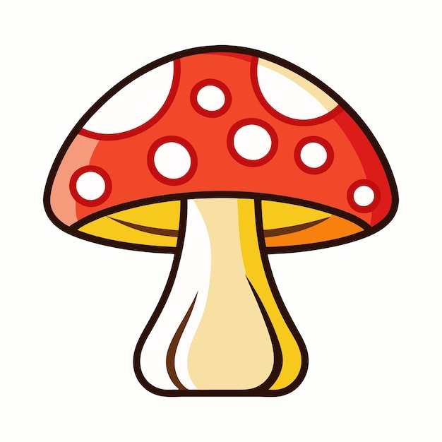 Un dibujo de un hongo con gorra amarilla.