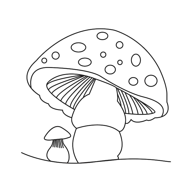 un dibujo de un hongo con un hongo encima