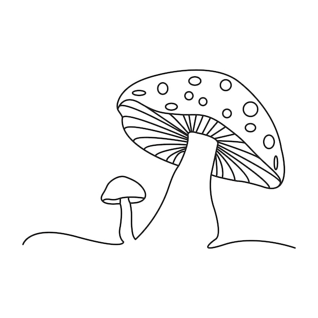 un dibujo de un hongo con un hongo encima