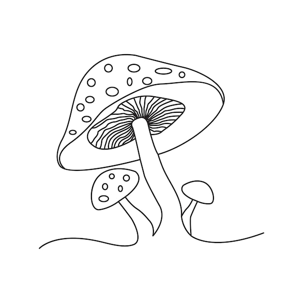 un dibujo de un hongo con un hongo encima