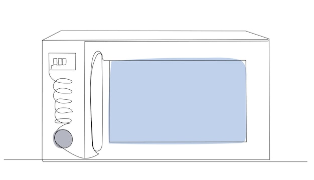 Dibujo de horno de microondas por un vector de línea continua