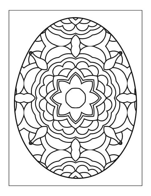 Dibujo de Huevo de Pascua con Estampado de Flores para adultos para colorear para adultos