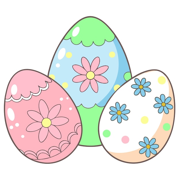 un dibujo de huevos de Pascua con flores y una imagen de una flor en la parte superior