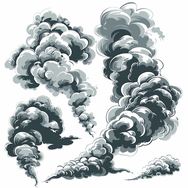 un dibujo de humo y humo del fuego