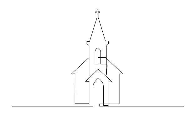 Un dibujo de la iglesia aislado en fondo blanco