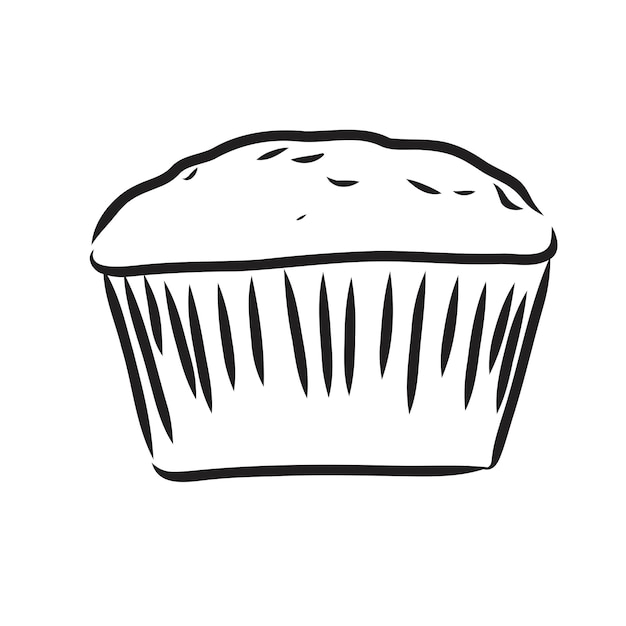 Dibujo de una ilustración de esbozo de cupcake cupcake vector