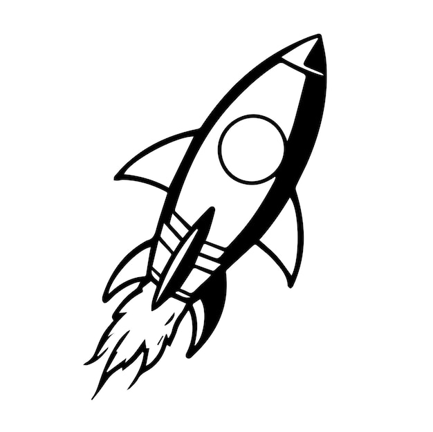 un dibujo de una ilustración de la silueta de un cohete
