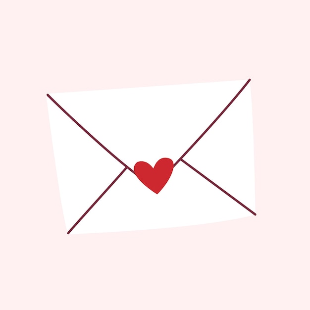 Dibujo de ilustración vectorial de estilo simple dibujado a mano de una linda carta de amor aislada