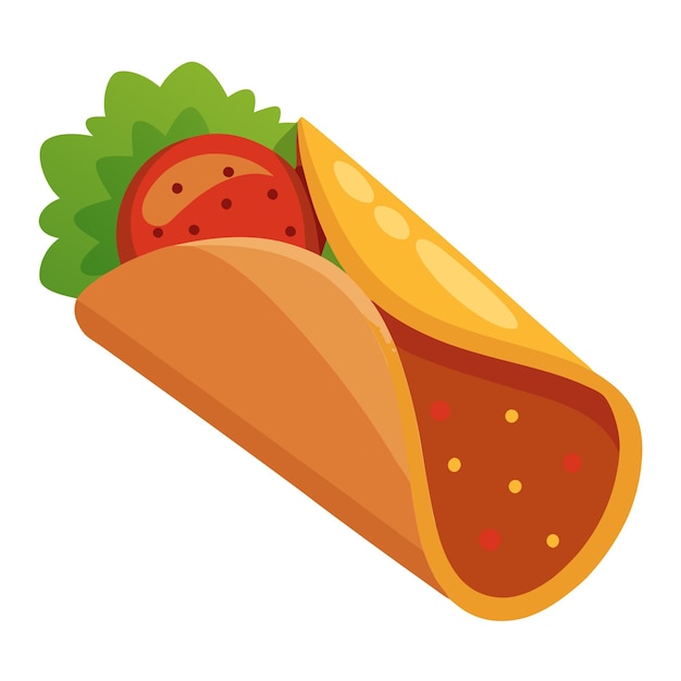 dibujo ilustrado de dibujos animados de clipart relleno vectorial de rollo de pollo shawarma