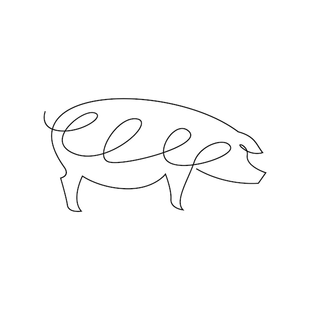 Dibujo ilustrativo de una sola línea de cerdo