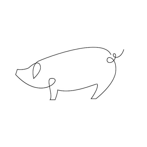 Dibujo ilustrativo de una sola línea de cerdo