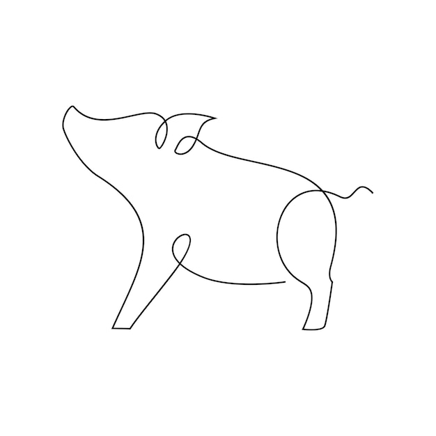 Dibujo ilustrativo de una sola línea de cerdo
