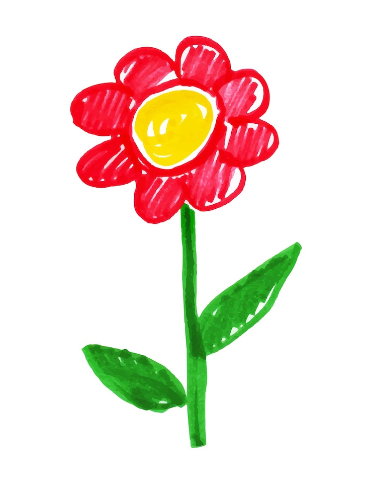 Vector dibujo infantil de flor.