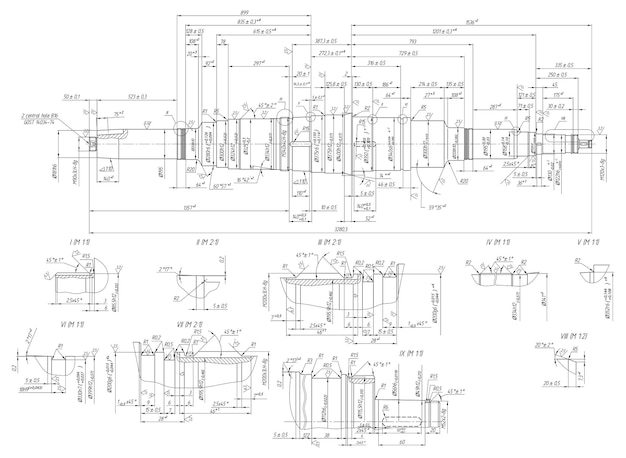 Dibujo de ingeniería de componentes.