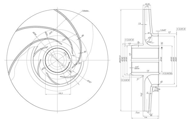 Vector dibujo de ingeniería de componentes.