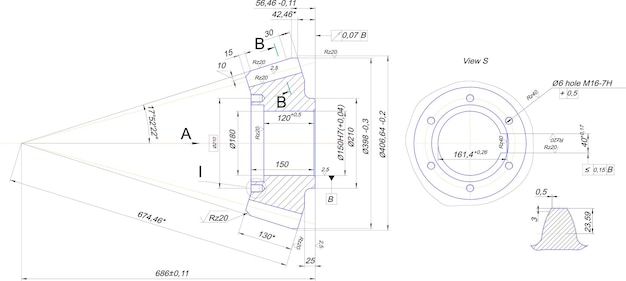 Dibujo de ingeniería Engranaje dentado