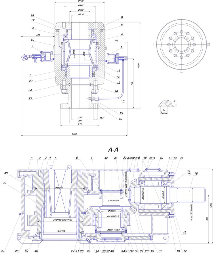 Vector dibujo de ingeniería de equipos industriales.