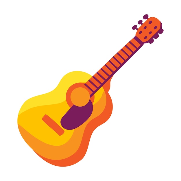 El dibujo del instrumento de guitarra clásica de la fiesta musical en estilo de dibujos animados