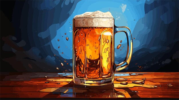 Vector dibujo de una jarra de cerveza con vector de cerveza