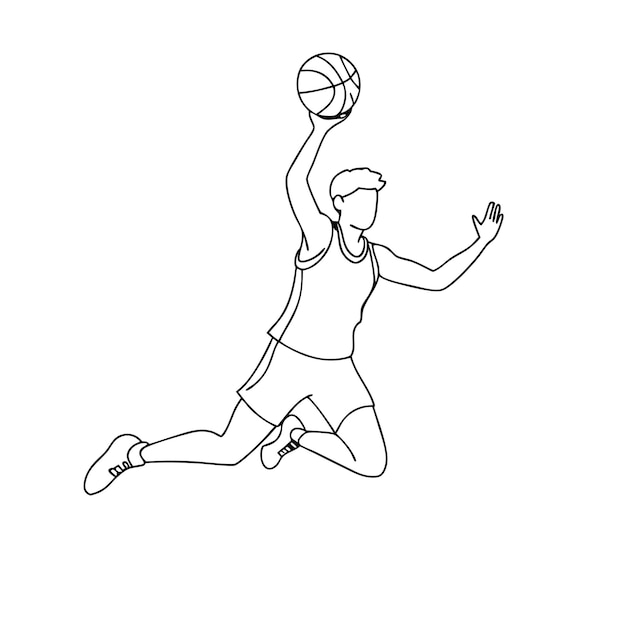 un dibujo de un jugador de baloncesto con la palabra baloncesto en él