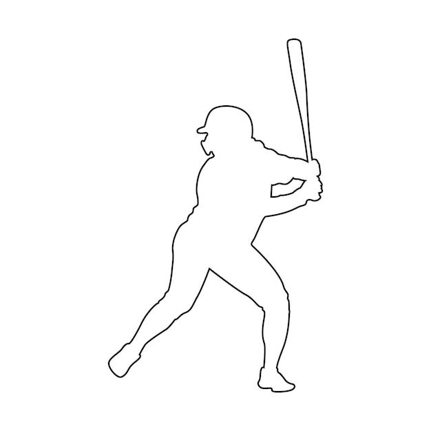 Vector un dibujo de un jugador de béisbol con un bate en la mano