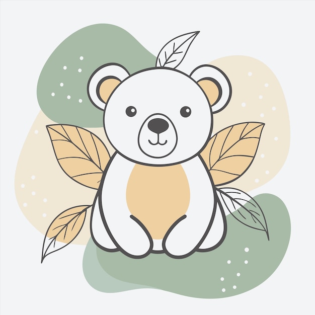 un dibujo de un koala con una mariposa en la cabeza