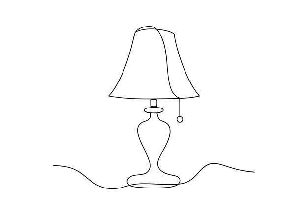 Dibujo de la lámpara de mesa de una línea