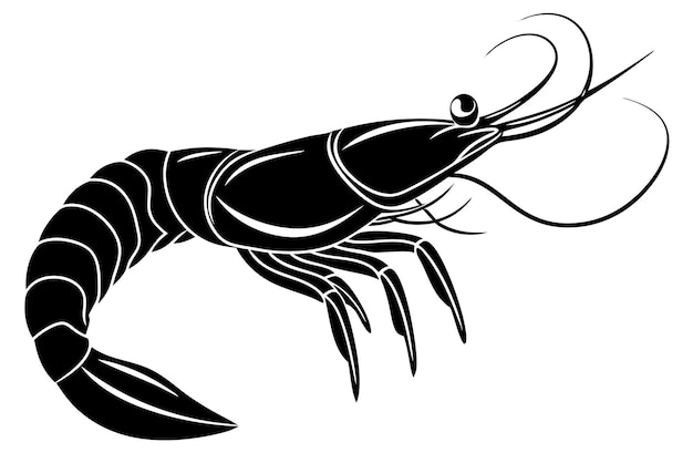 un dibujo de una langosta con un fondo blanco y negro
