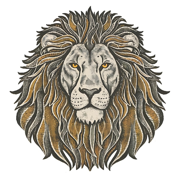 un dibujo de un león con una cabeza de león en él el viejo león