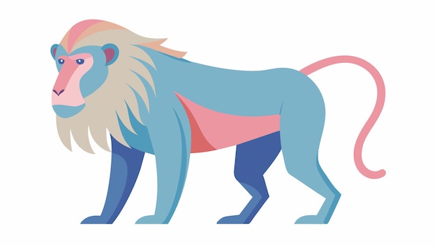 un dibujo de un león con una cola azul