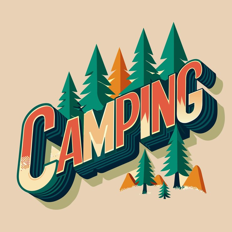 Vector un dibujo de un letrero de campamento que dice campamento en él