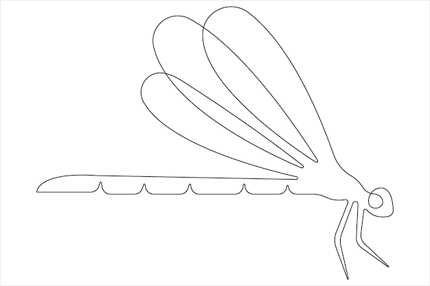 un dibujo de una libélula con un dibujo en línea de alas