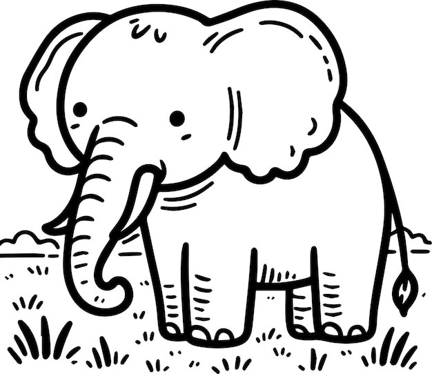 Dibujo libre de contorno de elefante vectorial