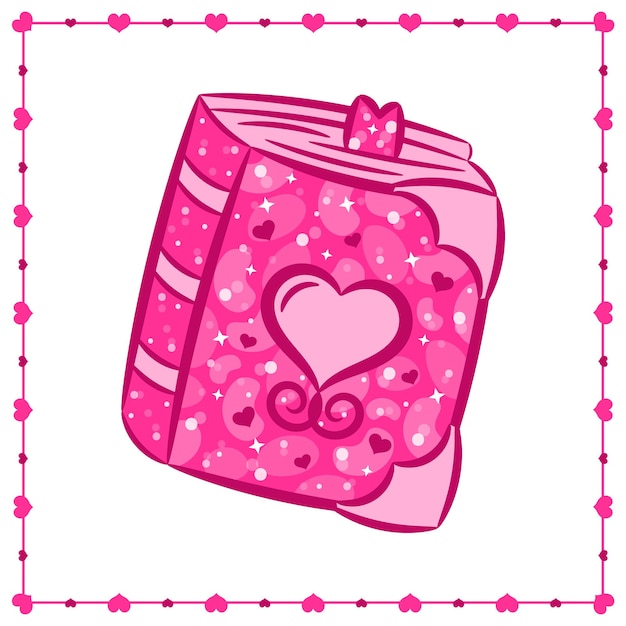 Vector dibujo de libro rosa de amor de san valentín pegatina