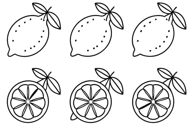 un dibujo de un limón con una hoja en él