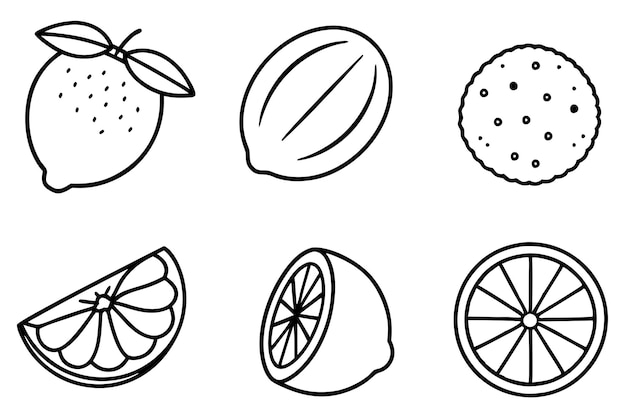un dibujo de un limón y una rebanada de fruta