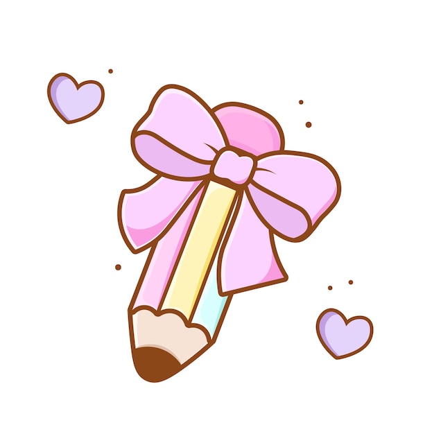 Dibujo de un lindo lápiz de color con un arco